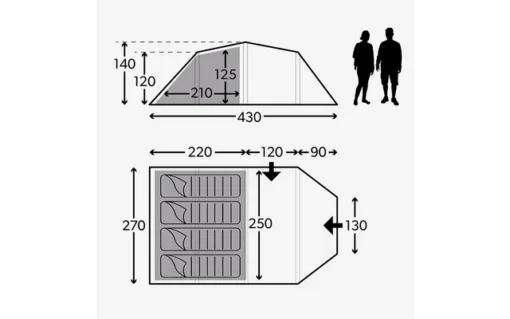 Kampa Mersea 4 Campingzelt Mit Stangen Für 4 Personen 430 X 270 X 140 Cm -Dometic Verkäufe 610383 4418987