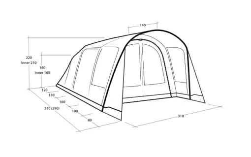 Outwell Hayward Lake 4ATC Aufblasbares Tunnelzelt 4 Personen -Dometic Verkäufe 789701 5206559